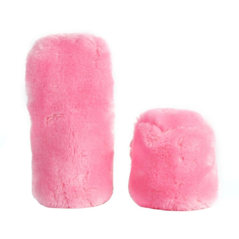 (Pink) Winter Warm- Plush Handbrake & Gearshift Cover For Car Pink 3503941535237