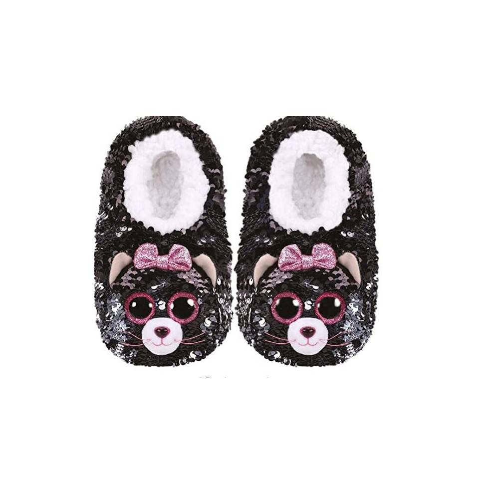 TY Flippable Sequin Slippers - Kiki The Cat -  Size Small (10J-12J)