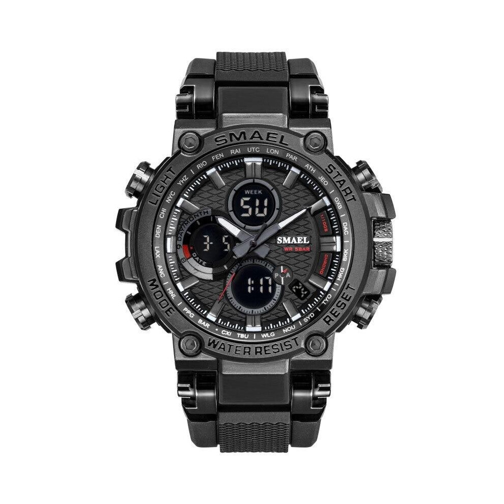 (Black, China) Men Digital Double Time Chronograph Sport Watch