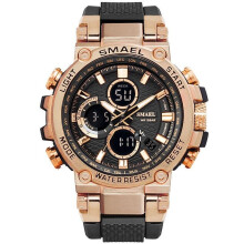 (Black Rose gold, China) Men Digital Double Time Chronograph Sport Watch