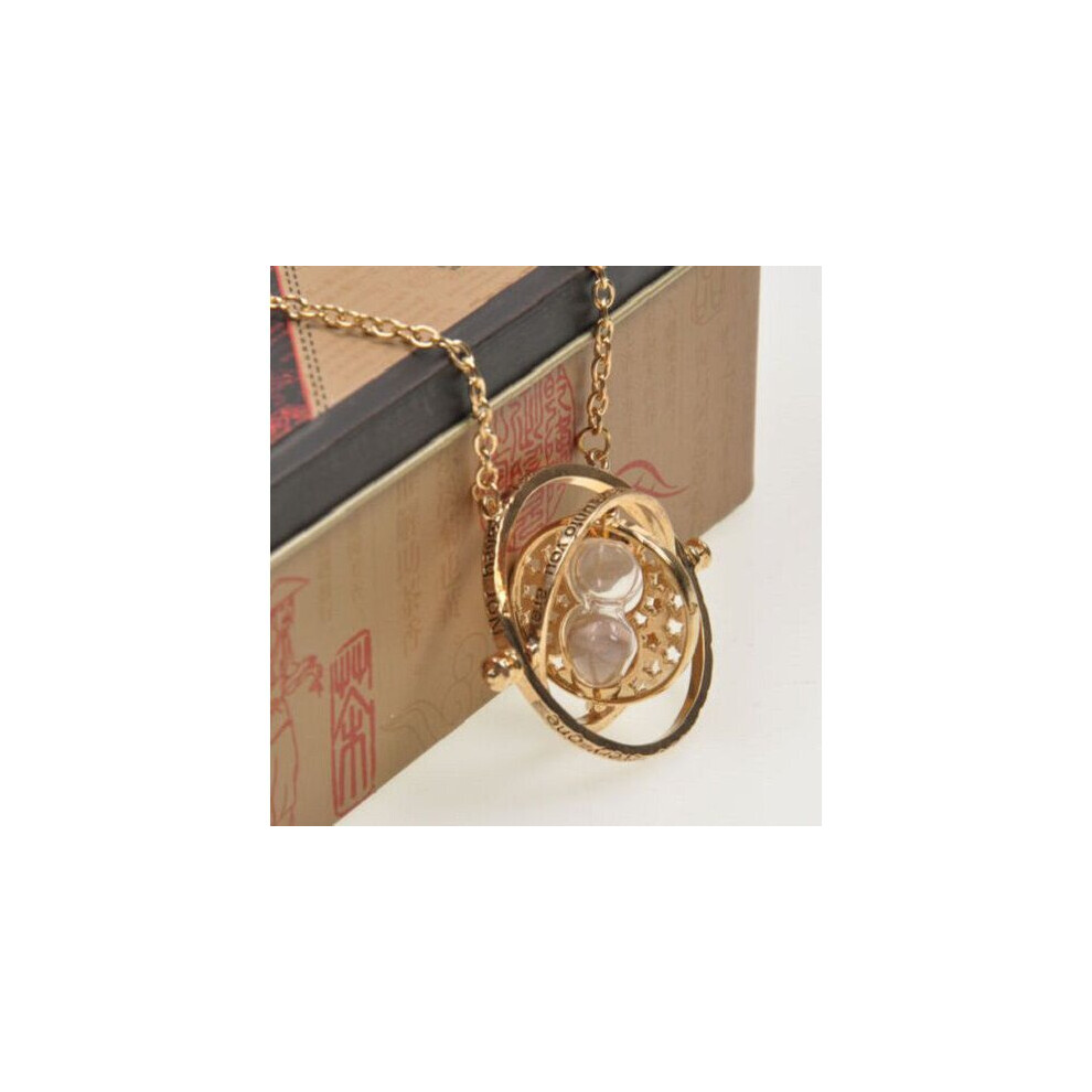 (Gold) Spins Hourglass Harry Potter Time Turner Necklace Gold