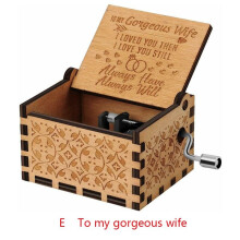 (E-To my gorgeous wife) Wooden Music Box Mom/Dad To Daughter Toy Kid Gift