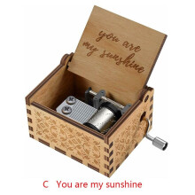 (C-You are my sunshine) Wooden Music Box Mom/Dad To Daughter Toy Kid Gift