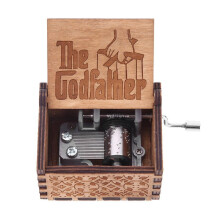 (Godfather) Retro Music Box Carved Wood Toys Birthday Ornament