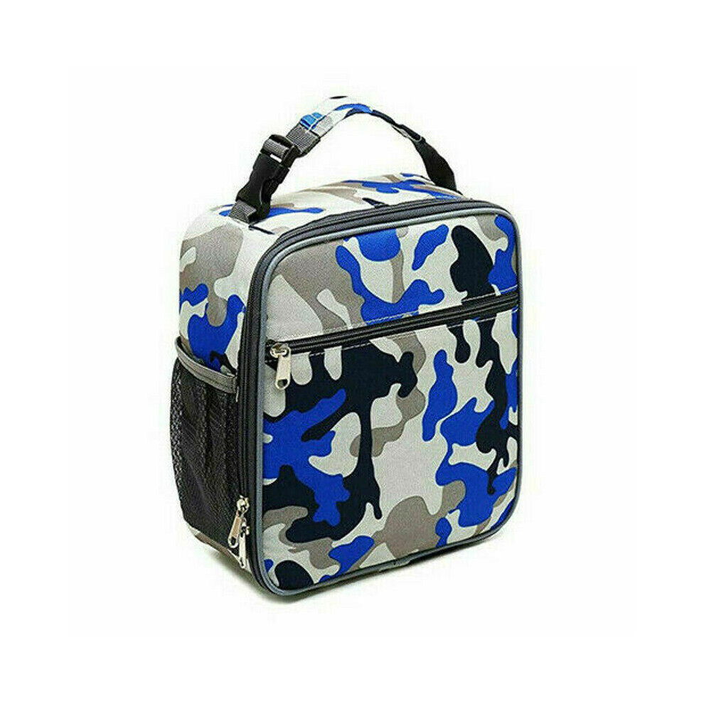 (Camouflage Blue) Insulated Lunch Bag Picnic Food Storage Lunchbox