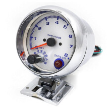 3.75'' Chorme Car Tachometer Gauge Tacho Meter Blue LED Shift Light 0-8000 RPM for Most 4/6/8 Cylinder 12V Gasoline-Powered Vehicles