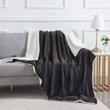 (Black, Single (130 x 150 cm)) Sherpa Fleece Throw Blanket Double-Sided Soft Blankets