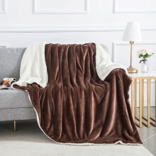 (Coffee, Single (130 x 150 cm)) Sherpa Fleece Throw Blanket Double-Sided Soft Blankets
