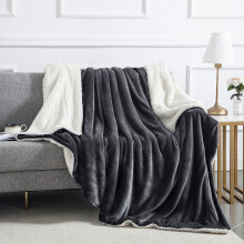 (Grey, Double (150 x 200 cm)) Sherpa Fleece Throw Blanket Double-Sided Soft Blankets