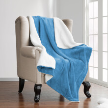(Sky Blue, Single (130 x 150 cm)) Sherpa Fleece Throw Blanket Double-Sided Soft Blankets