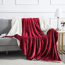 (Burgundy, King (200 x 240 cm)) Sherpa Fleece Throw Blanket Double-Sided Soft Blankets