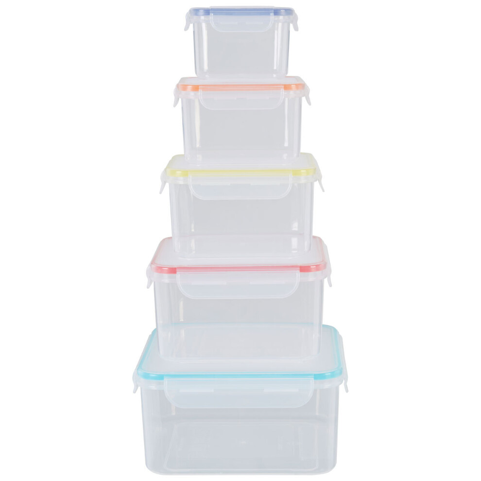 Premier Housewares Airtight Lids 5Pc Square Food Containers, Veratile Large Storage Containers, Durable Plastic Containers