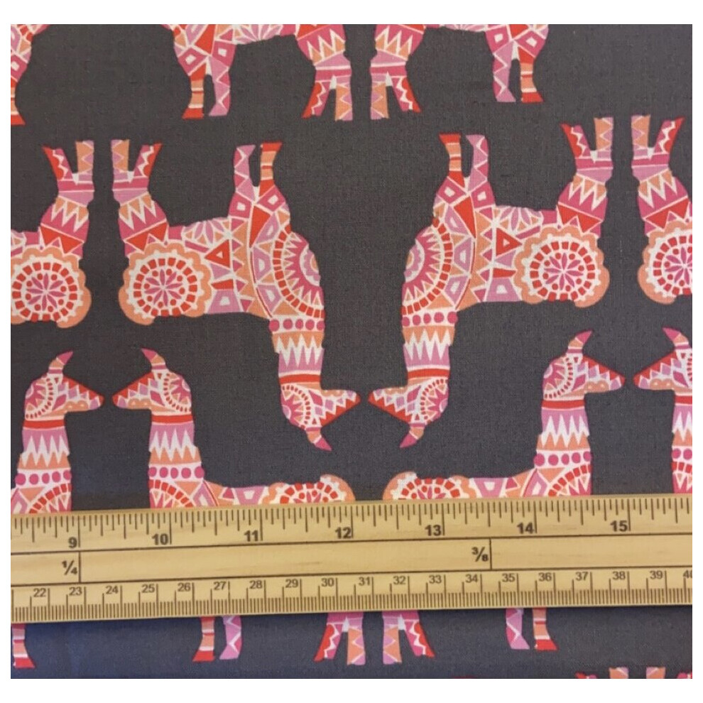 Fat Quarter Llama Rama Pink And Orange 100% Cotton Quilting Fabric