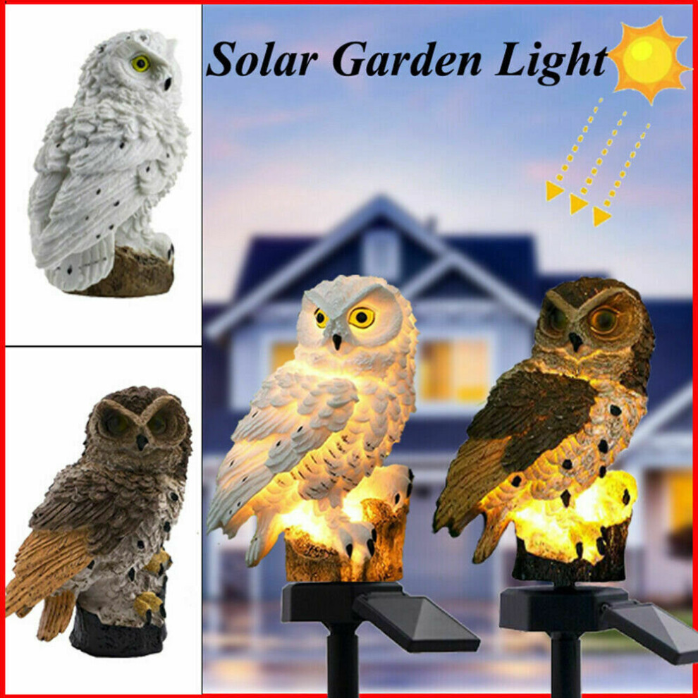 (White) LED Garden Owl Solar Lights Patio Yard Lawn Waterproof Stake Lamp Party Decor