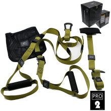 (Green Pro 2) Home Gym Suspension Resistance Training Strap