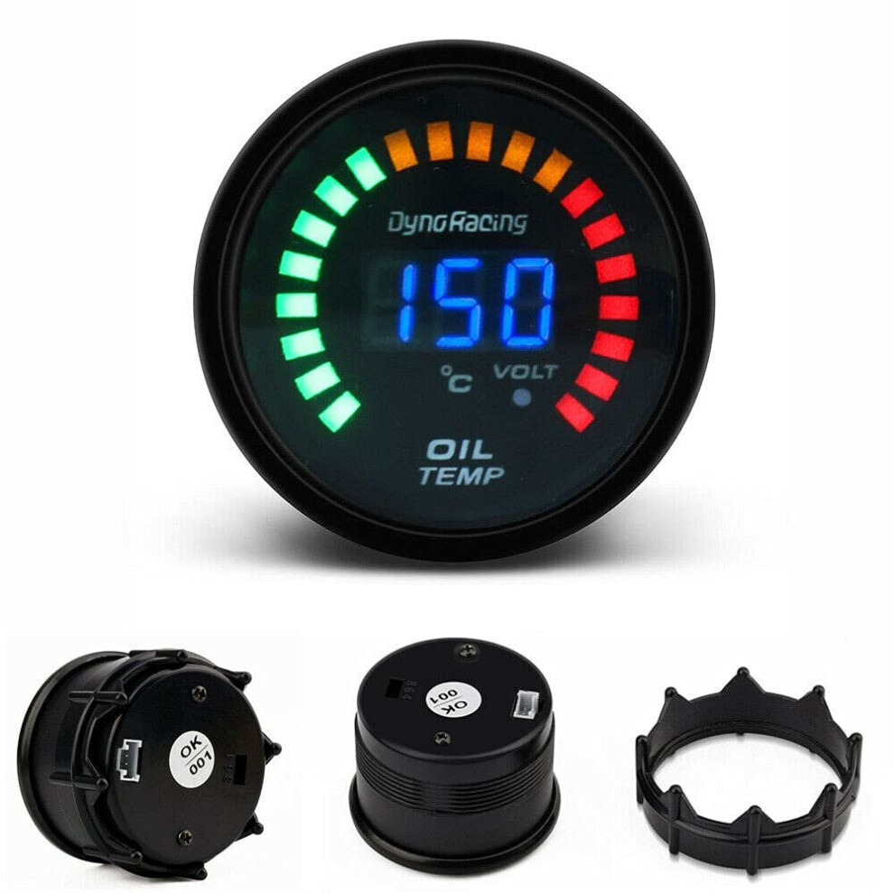 2" 52Mm Universal Car Smoke Lens Led Digital Analog Oil Temp Temperature Gauge Meter For Most 12V Gasoline Vehicle Light 791974314445