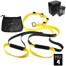 (Yellow Pro 4) Home Gym Suspension Resistance Training Strap