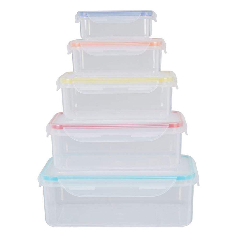 Premier Housewares Rectangular Food Storage Containers with Lids, Set of 5, W26cm x D15cm x H10cm