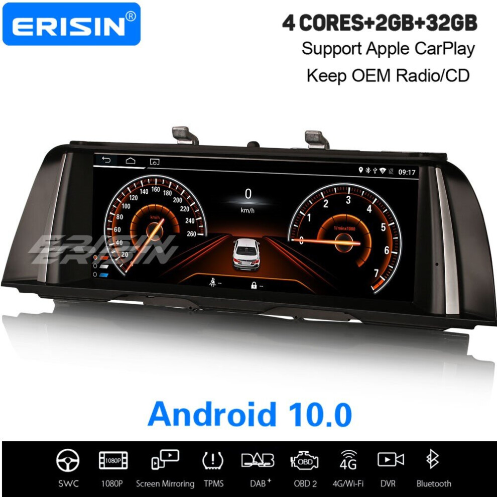 10.25" Android 10.0 IPS CarPlay Car Stereo WiFi DAB+ Sat Nav For BMW 5 Series F10/F11 with NBT