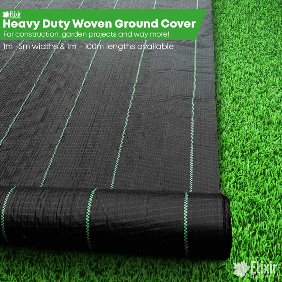 Elixir Garden Supplies (2M, 5M) Woven Ground Cover/Weed Control Landscaping Membrane