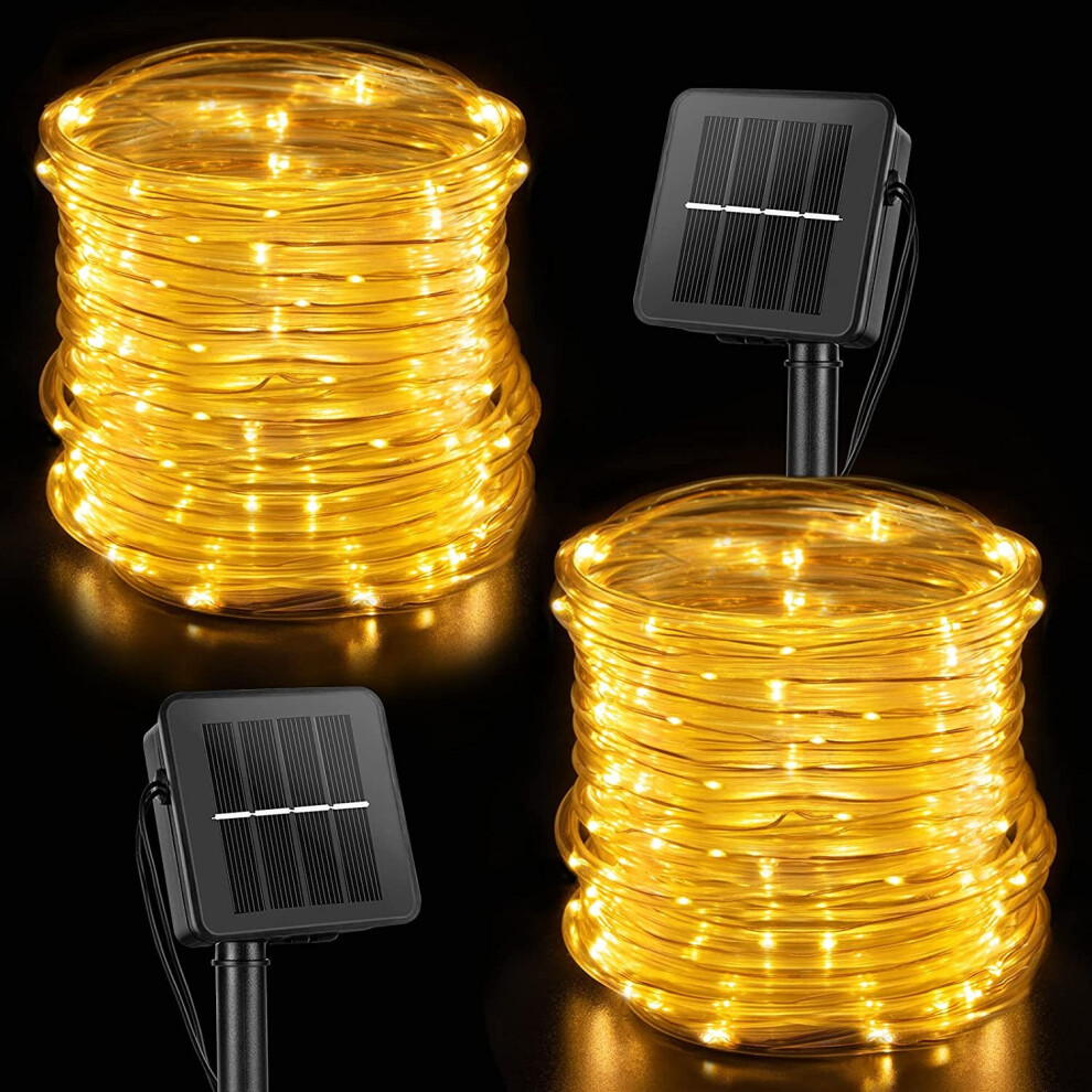 2 Pack Solar Rope String Lights Outdoor 39 Feet 100 Led Waterproof