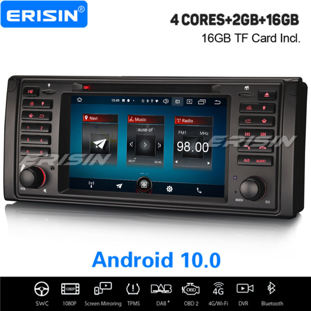 3-Ui Android 10.0 Car Stereo Dab+ Sat Nav Carplay Wifi Obd2 For Bmw 5 Series E39 X5 E53 M5 737655204957