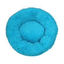 (Blue, Dia.50cm/19.7in) Pet Bed For Dog Cat Washable Fluffy Cushion Donut