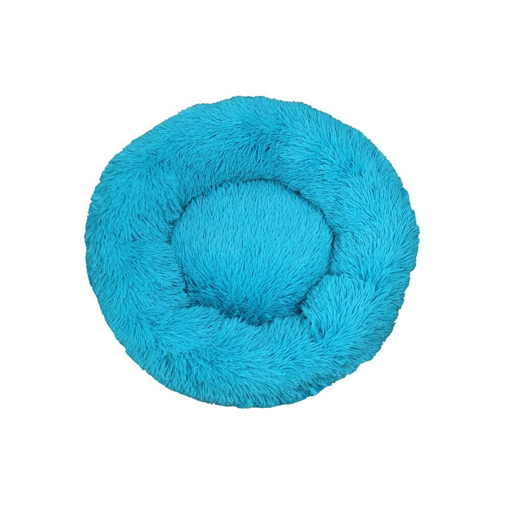 (, Dia.50cm/19.7In) Pet Bed For Dog Cat Washable Fluffy Cushion Donut Blue