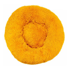 (Gold Yellow, Dia.50cm/19.7in) Pet Bed For Dog Cat Washable Fluffy Cushion Donut