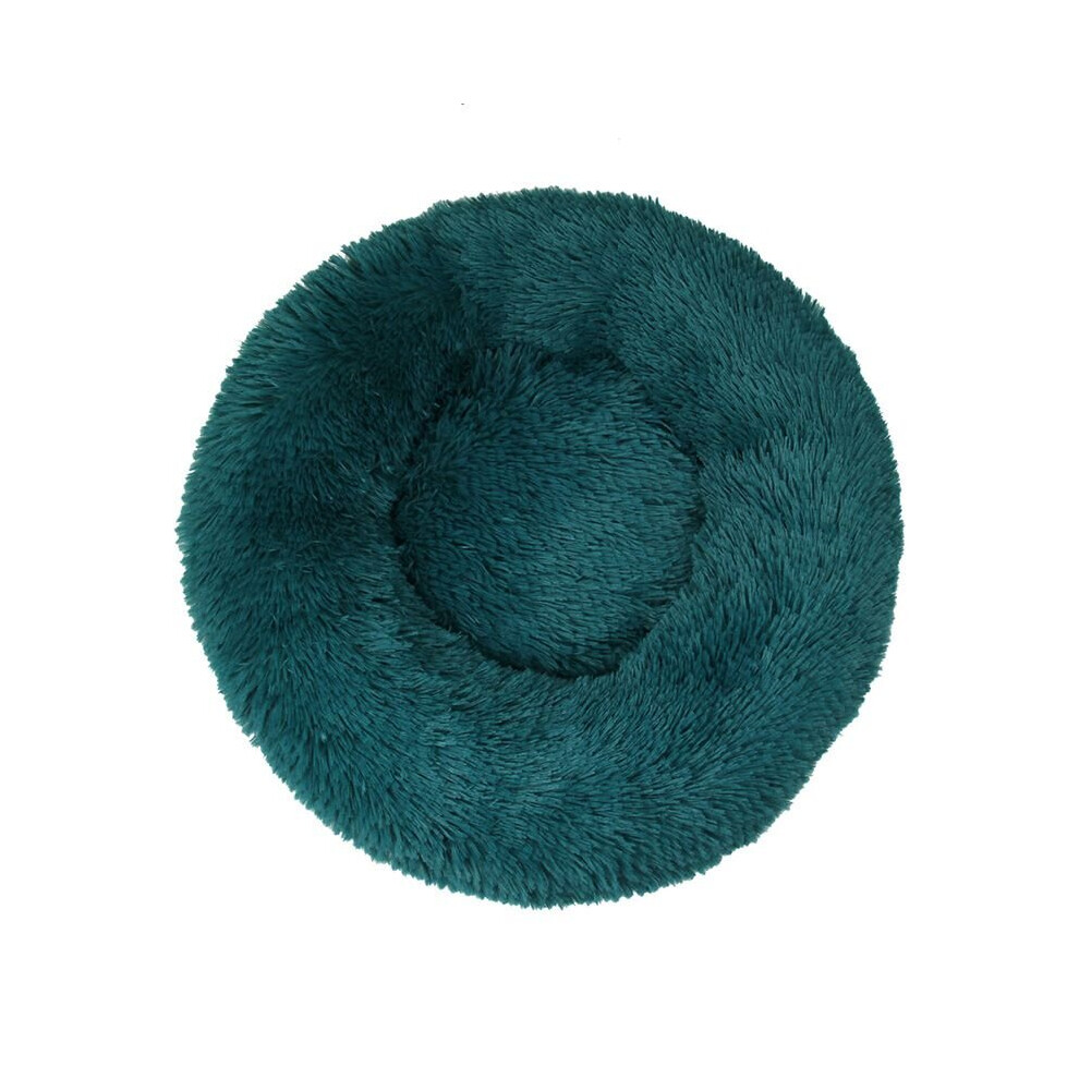 (Dark Dia.50cm/19.7In) Pet Bed For Dog Cat Washable Fluffy Cushion Donut Green
