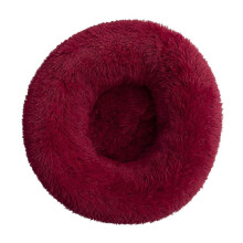 ( Wine Red, Dia.50cm/19.7in) Pet Bed For Dog Cat Washable Fluffy Cushion Donut