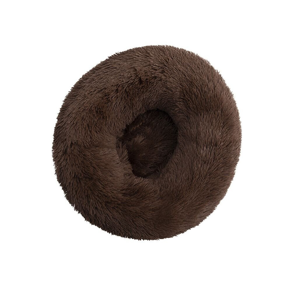(Dark Coffee, Dia.50cm/19.7in) Pet Bed For Dog Cat Washable Fluffy Cushion Donut