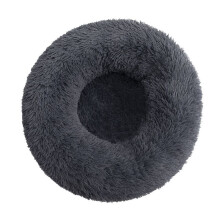 (Dark Gray, Dia.40cm/15.7in) Pet Bed For Dog Cat Washable Fluffy Cushion Donut