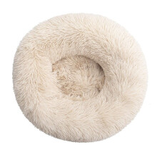 (Dark Beige, Dia.60cm/23.6in) Pet Bed For Dog Cat Washable Fluffy Cushion Donut