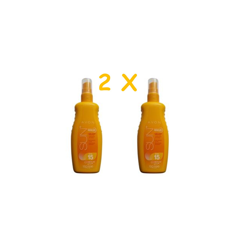 2 X Avon Sun+ Moisturising Sun Spray Spf15 150Ml