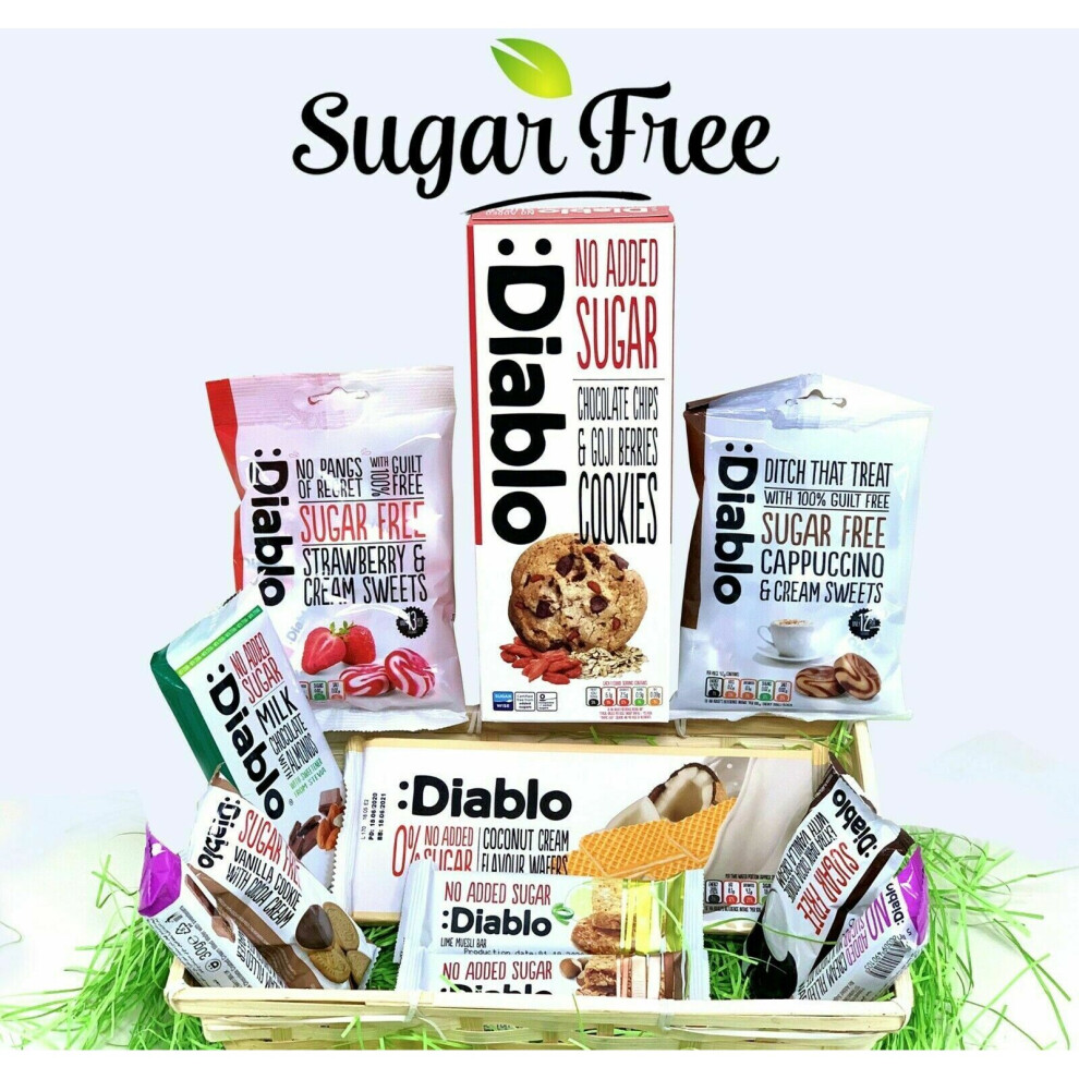 Diablo Diabetic Sugar Free Gift Hamper Box Sweets Cookies Bar Bars Set