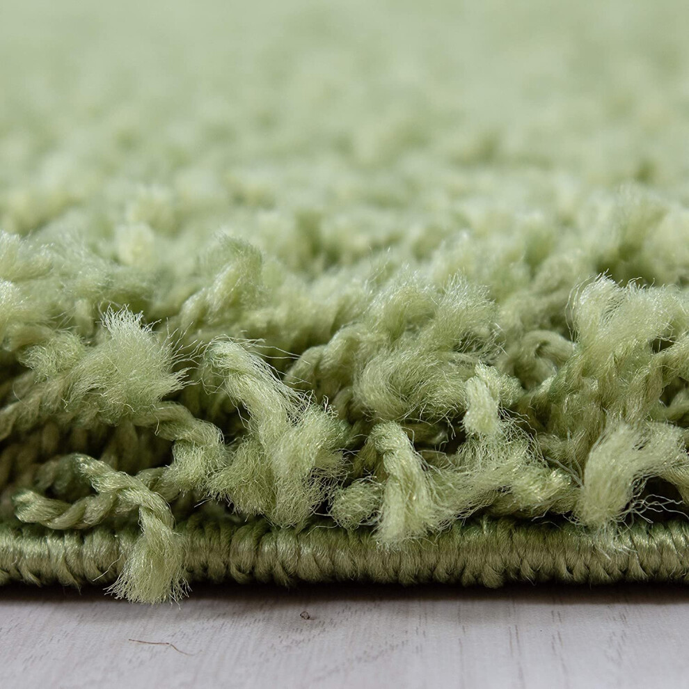 (Green, 120cm x 170cm) Abaseen Living Room Rug High Pile Shaggy Deep Pile