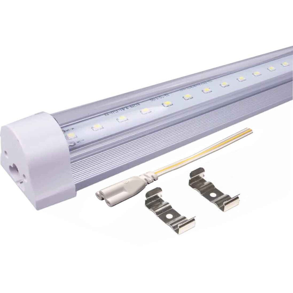 (4ft - 1200mm, 6000K Day White - Clear Cover) Integrated LED Tube Light T8/T12 Replacement Ceiling Energy Saving 3ft, 4ft, 5ft, 6ft White or Day White