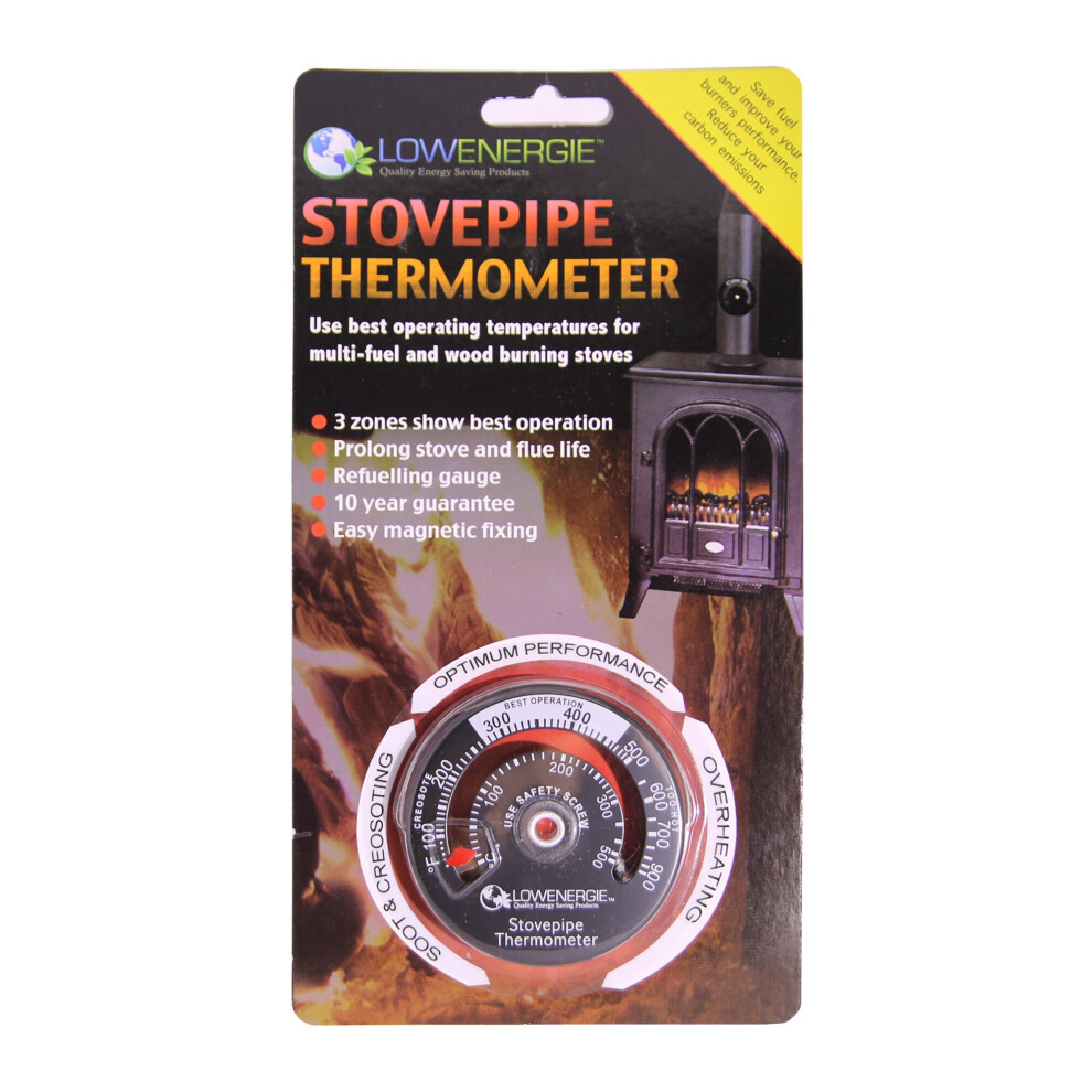 Chimenea Pipe Magnetic Thermometer Wood Log Burning Fire Flue Heater Temp Gauge
