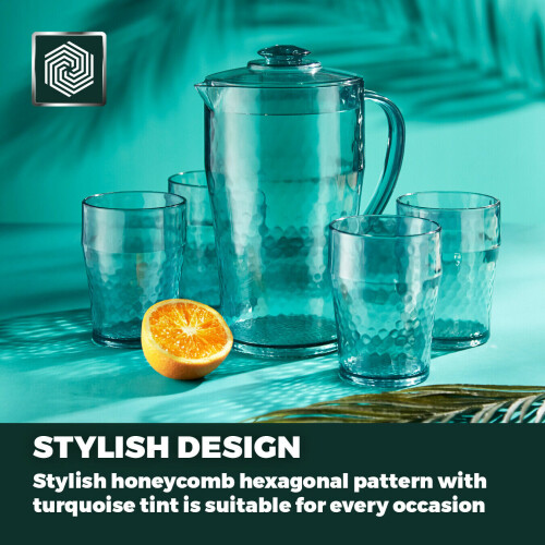 Picnic Glasses 1 Pitcher/4 Tumblers Eco Friendly Reusable Shatterproof on OnBuy