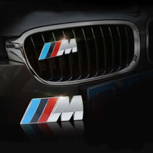 (Silver) 1pcs 3D Metal ///M M Power Car Front Grille emblem Chrome Badge Emblem For BMW