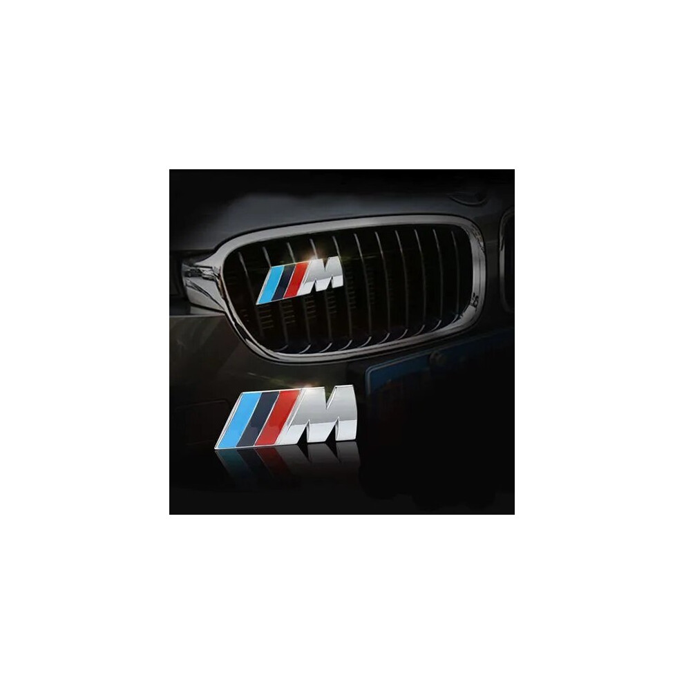 (Silver) 1pcs 3D Metal ///M M Power Car Front Grille emblem Chrome Badge Emblem For BMW