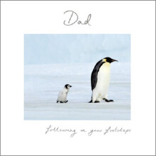 Dad Following Your Footsteps Penguin Father's Day Greeting Card Woodmansterne