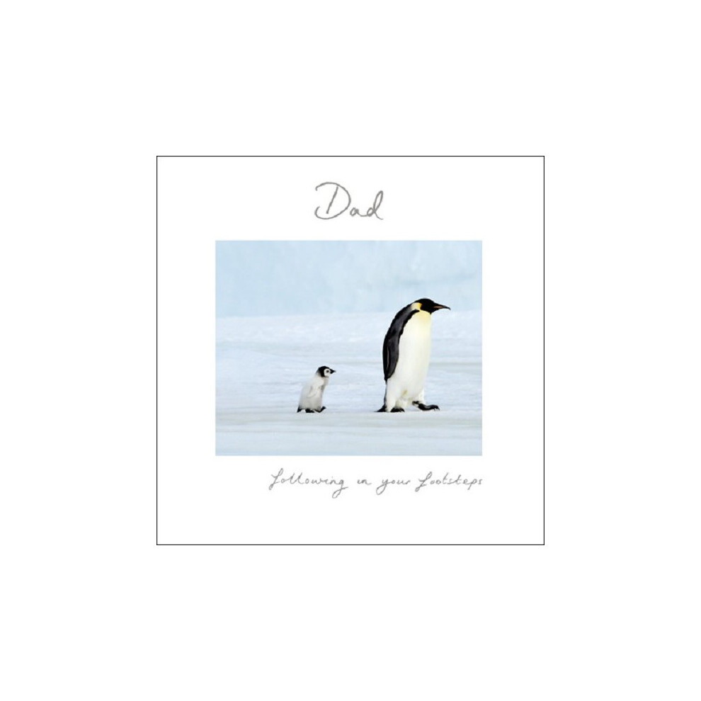 Dad Following Your Footsteps Penguin Father's Day Greeting Card Woodmansterne