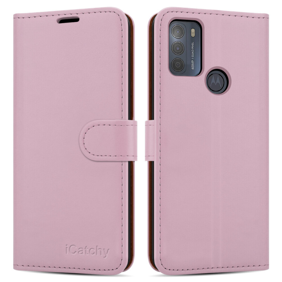 (Rose Gold) For Motorola Moto G50 Leather Case