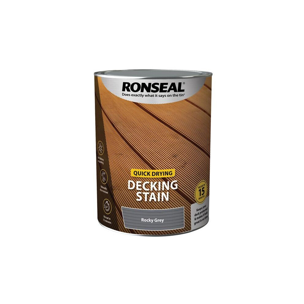 Ronseal Quick Drying Decking Stain Rocky Grey 5 litre 39085