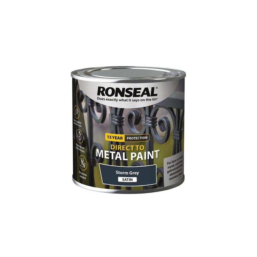 Ronseal Direct to Metal Paint Storm Grey Satin 250ml 39191