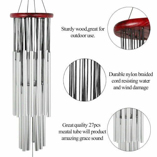 Ranpo Μεγάλες 27 σωλήνες Wind Chimes Εξωτερικός κήπος Home Decor Deep Tone Chapel Bells Hanging Ornament Windchime 2