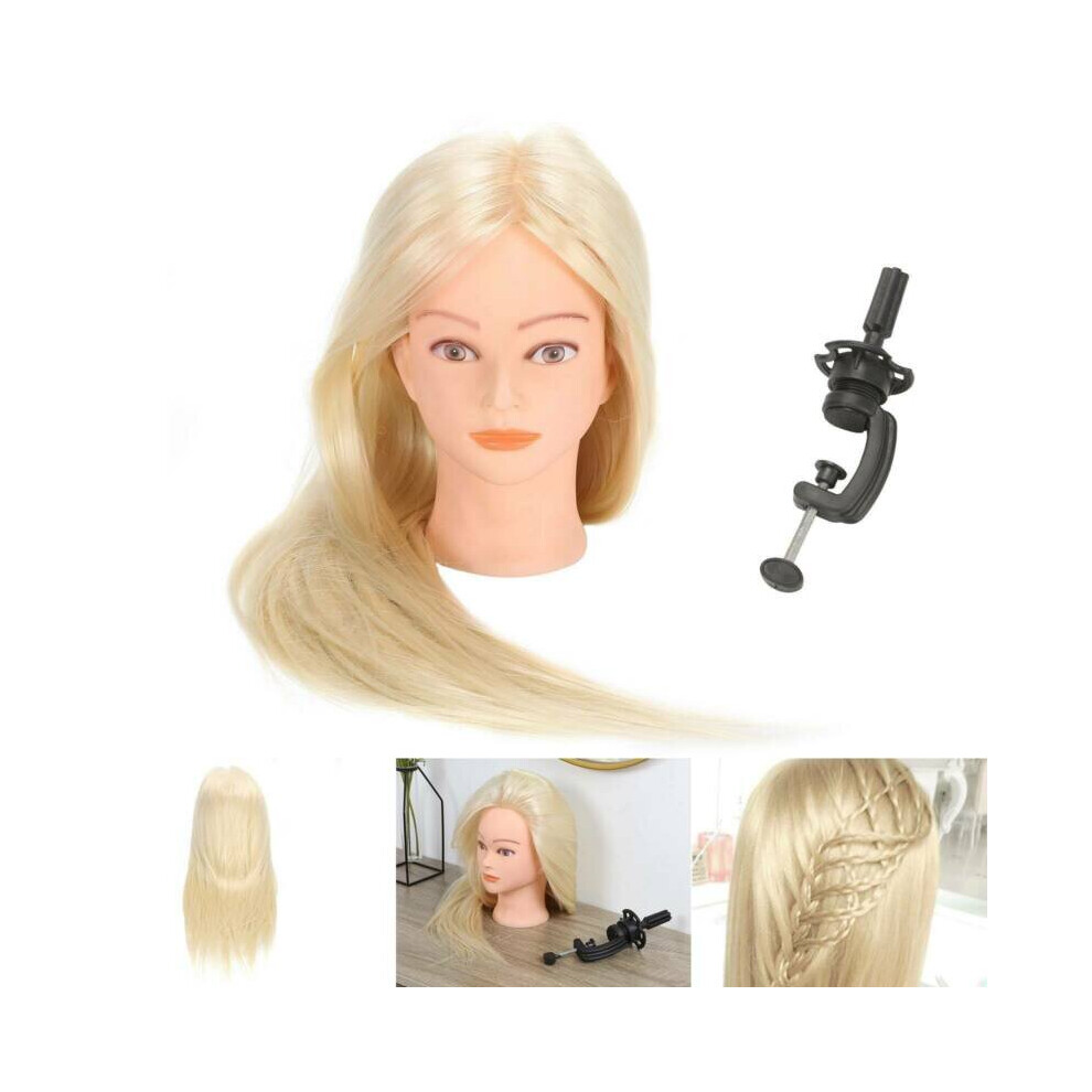 60cm Salon Human Hair Training Hairdressing Styling Doll with Clamp