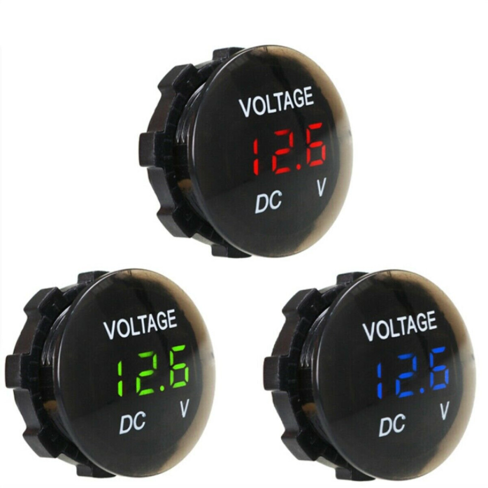 (Green) DC 12V-24V Digital Panel Voltmeter Motorcycle Tester LED Display Car Truck